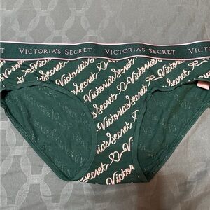Victoria's Secret Dark Green Panties with Pink Script
